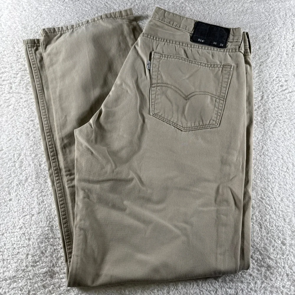 Levis 514 Pants Mens 36x34 Khaki‎ Straight Chino Tan White Tab School 5 Pockets
